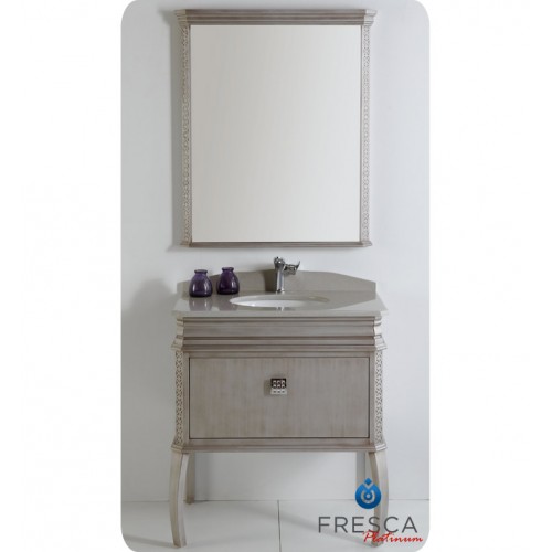 Fresca Platinum London 32" Antique Silver Bathroom Vanity w/ Swarovski Handles