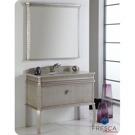 "Fresca Platinum London 40"" Antique Silver Bathroom Vanity w/ Swarovski Handles"