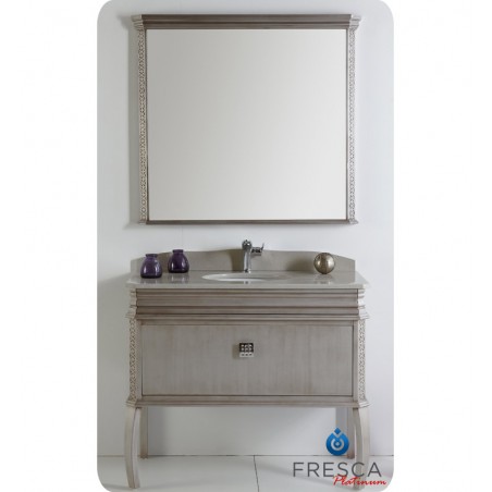 "Fresca Platinum London 40"" Antique Silver Bathroom Vanity w/ Swarovski Handles"