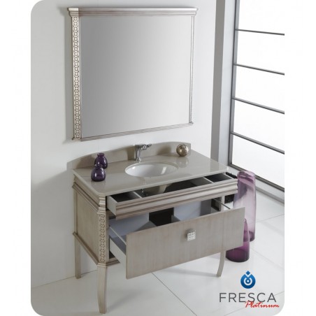 "Fresca Platinum London 40"" Antique Silver Bathroom Vanity w/ Swarovski Handles"