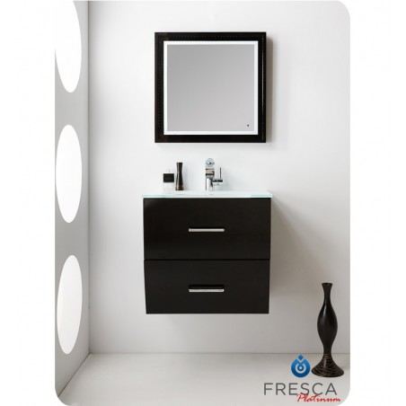 "Fresca Platinum Wave 24"" Glossy Black Modern Bathroom Vanity"