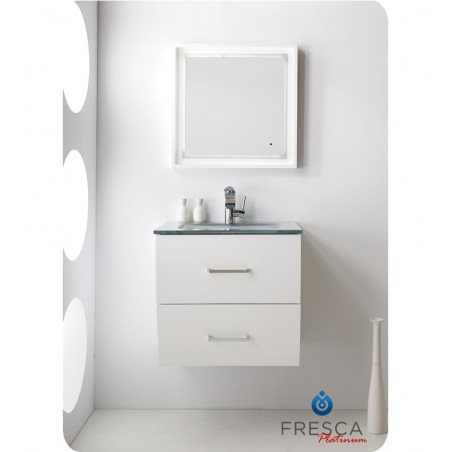 "Fresca Platinum Wave 24"" Glossy White Modern Bathroom Vanity"