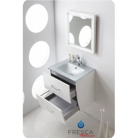 "Fresca Platinum Wave 24"" Glossy White Modern Bathroom Vanity"