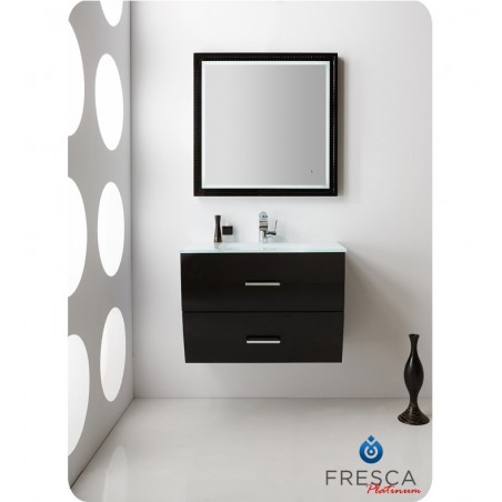 Fresca Platinum Wave 32" Glossy Black Modern Bathroom Vanity