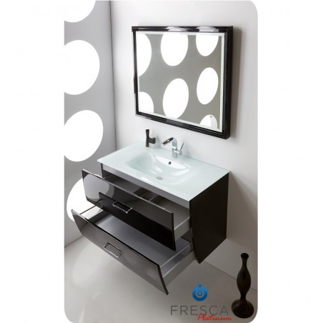 Fresca Platinum Wave 40" Glossy Black Modern Bathroom Vanity