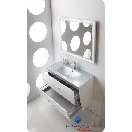 "Fresca Platinum Wave 40"" Glossy White Modern Bathroom Vanity"