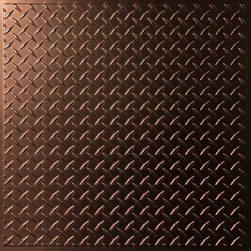 "Diamond Plate  24"" x 24"" Bronze Ceiling Tiles"