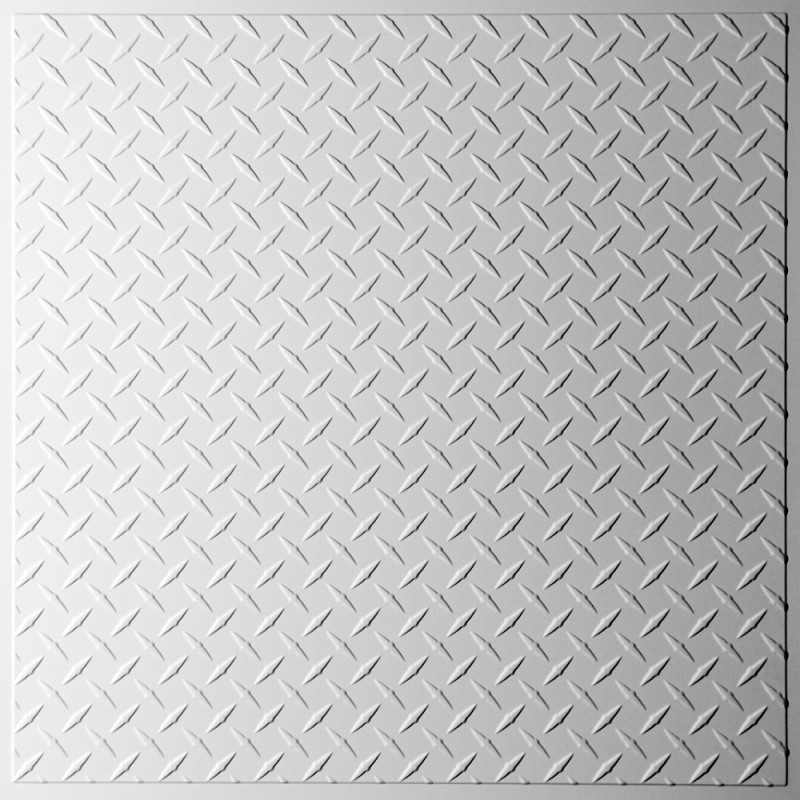 "Diamond Plate  24"" x 24"" White Ceiling Tiles"