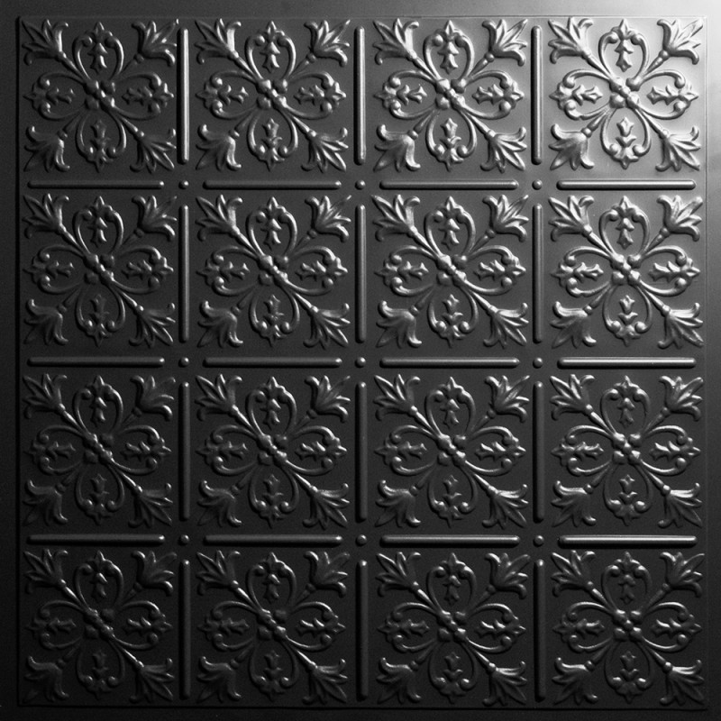 "Fleur-de-lis  24"" x 24"" Black Ceiling Tiles"