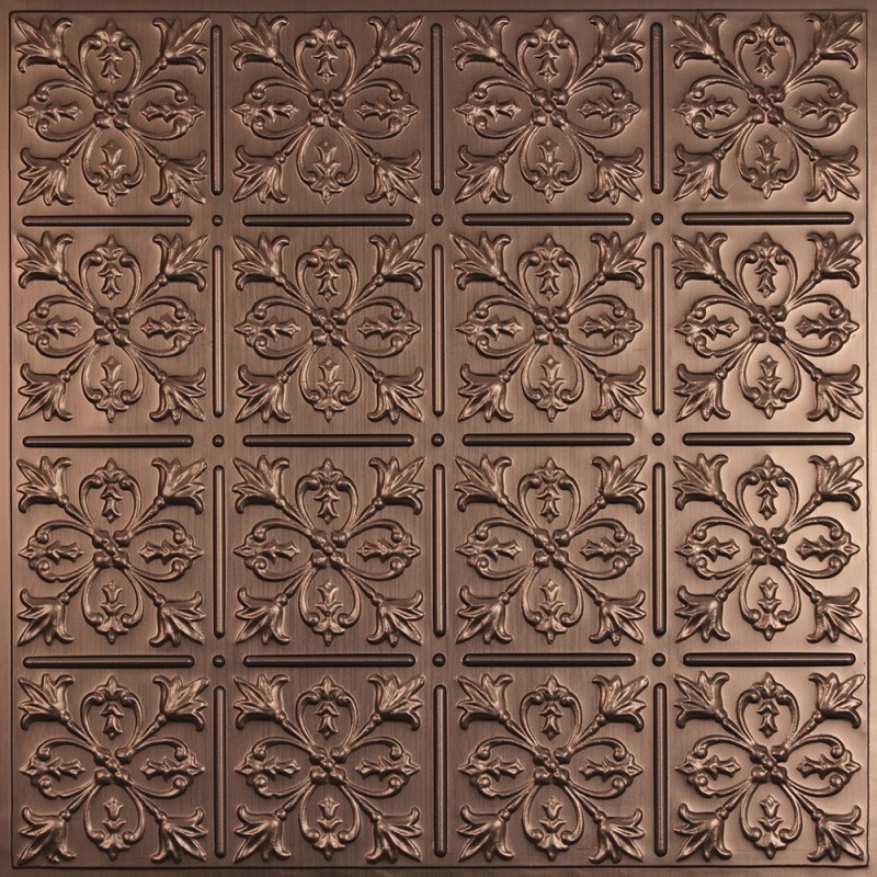 "Fleur-de-lis  24"" x 24"" Bronze Ceiling Tiles"