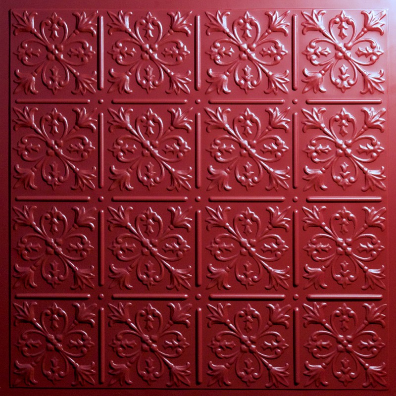 "Fleur-de-lis  24"" x 24"" Merlot Ceiling Tiles"