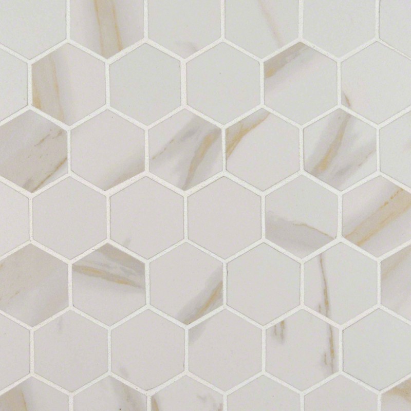 Pietra Calacatta Hexagon Matte White Porcelain Matte 2X2