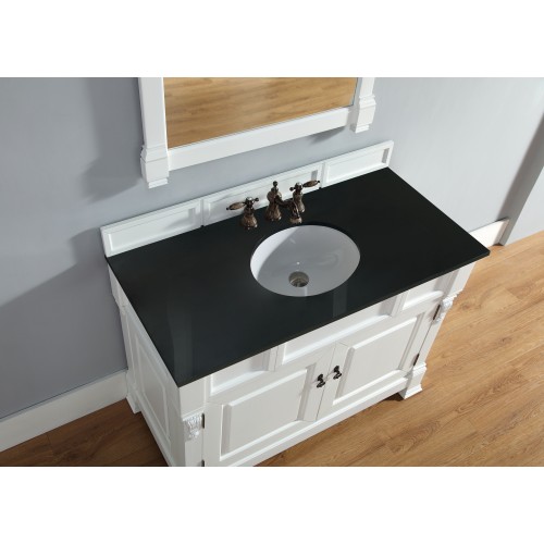"Brookfield 48"" Cottage White Single Vanity with Absolute Black Polished Stone Top"