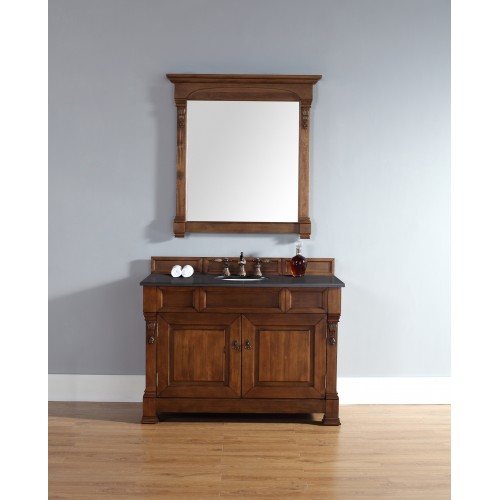"Brookfield 48"" Country Oak Single Vanity with Absolute Black Polished  Stone Top"