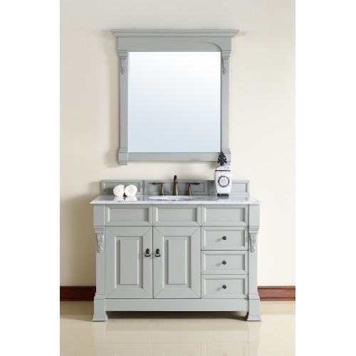 "Brookfield 48"" Urban Gray Single Vanity w/ Drawers with Absolute Black Polished  Stone Top"