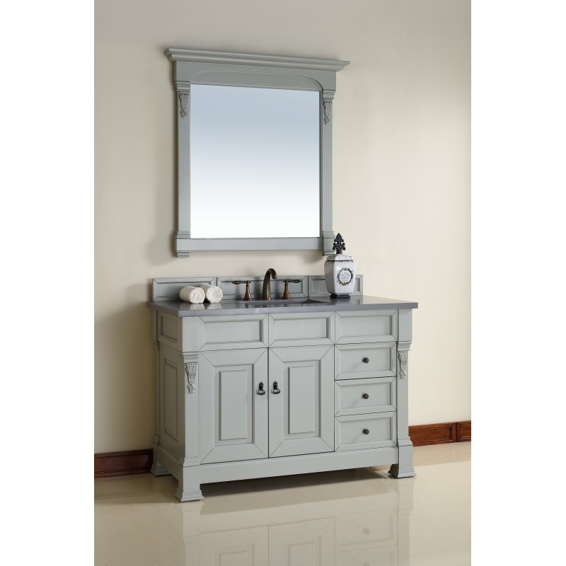 "Brookfield 48"" Urban Gray Single Vanity w/ Drawers with Shadow Gray Quartz Top"