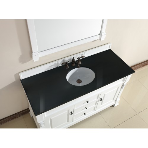 "Brookfield 60"" Cottage White Single Vanity with Absolute Black Polished Stone Top"