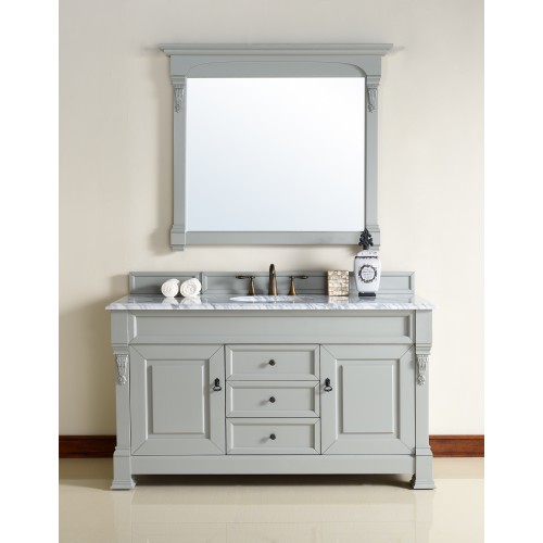 "Brookfield 60"" Urban Gray Single Vanity with Absolute Black Polished Stone Top"