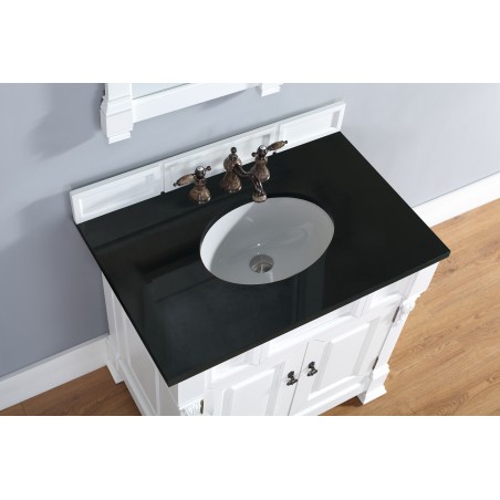 "Brookfield 36"" Cottage White Single Vanity with Absolute Black Polished Stone Top"