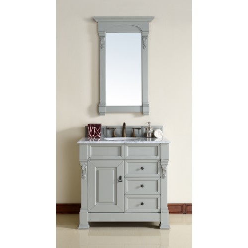 "Brookfield 36"" Urban Gray Single Vanity w/ Drawers with Absolute Black Polished Stone Top"