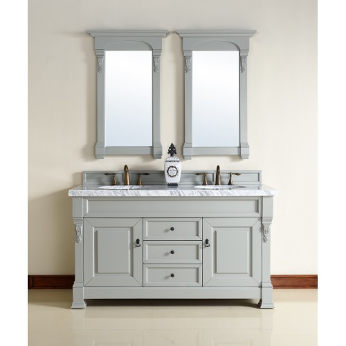 "Brookfield 60"" Urban Gray Double Vanity with Absolute Black Polished Stone Top"