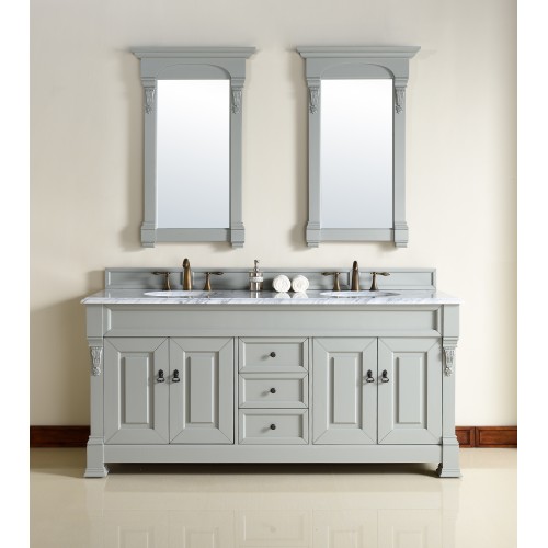 "Brookfield 72"" Urban Gray Double Vanity with Absolute Black Polished Stone Top"