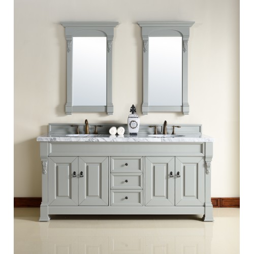 "Brookfield 72"" Urban Gray Double Vanity with Absolute Black Polished Stone Top"