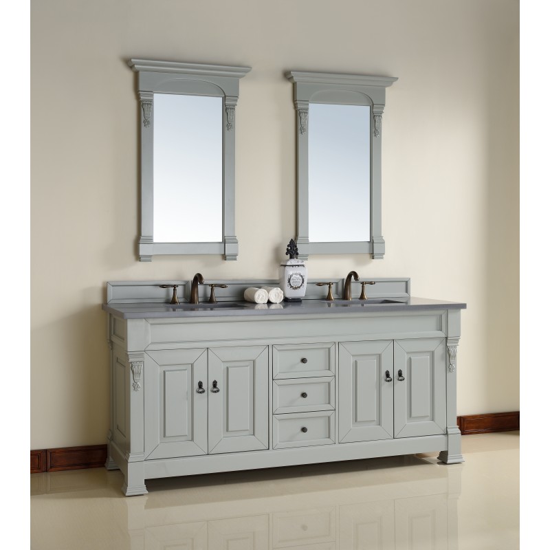 "Brookfield 72"" Urban Gray Double Vanity with Shadow Gray Quartz Top"