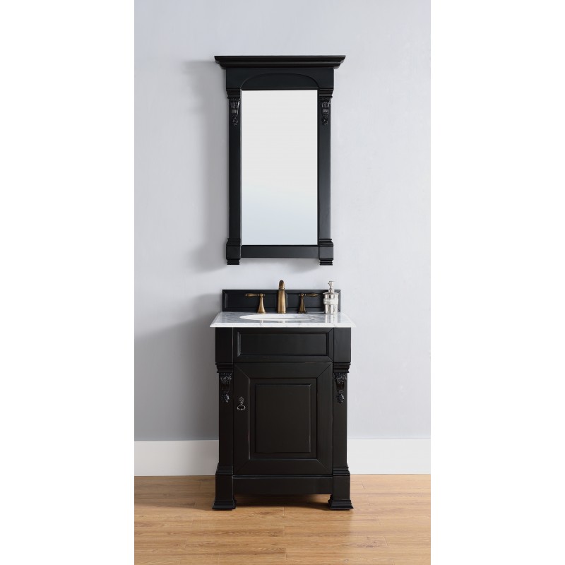 "Brookfield 26"" Antique Black Single Vanity with Absolute Black Polished Stone Top"