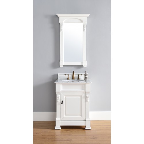 "Brookfield 26"" Cottage White Single Vanity with Absolute Black Polished Stone Top"