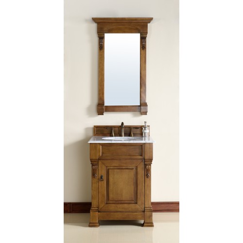 "Brookfield 26"" Country Oak Single Vanity with Absolute Black Polished Stone Top"