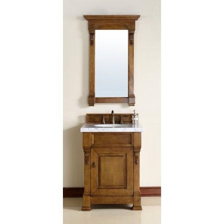 "Brookfield 26"" Country Oak Single Vanity with Absolute Black Rustic Stone Top"