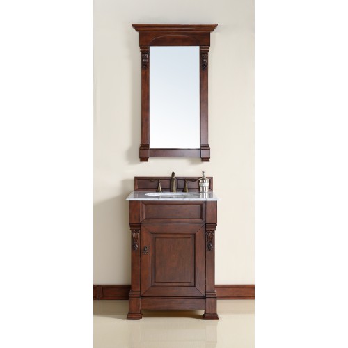 "Brookfield 26"" Warm Cherry Single Vanity with Absolute Black Polished Stone Top"