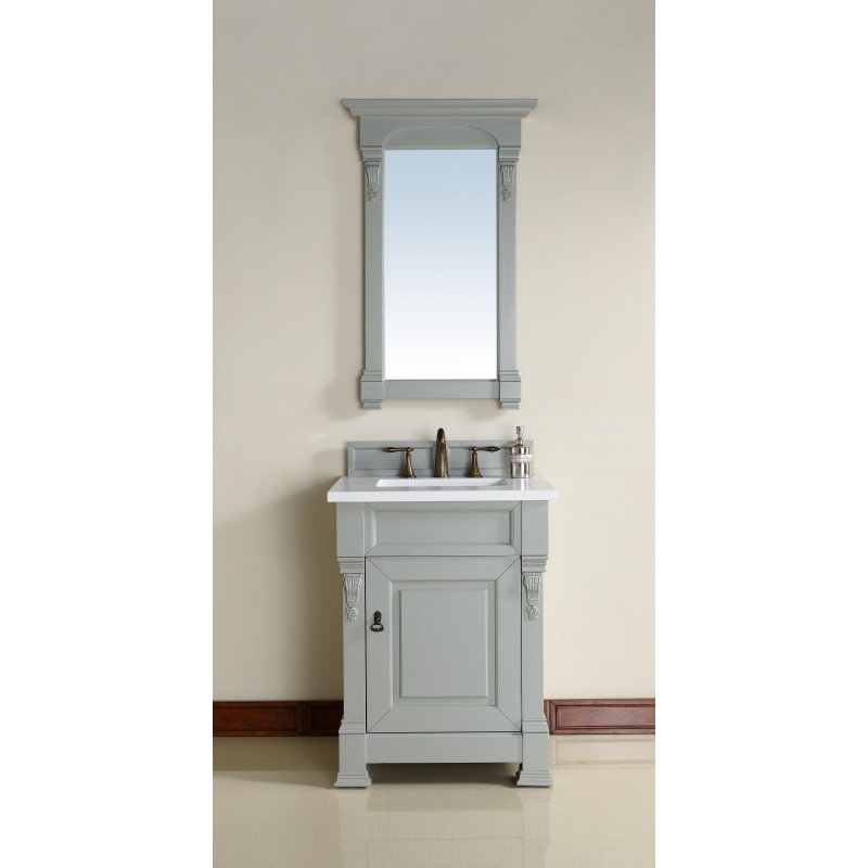 "Brookfield 26"" Urban Gray Single Vanity with Snow White Quartz Top"