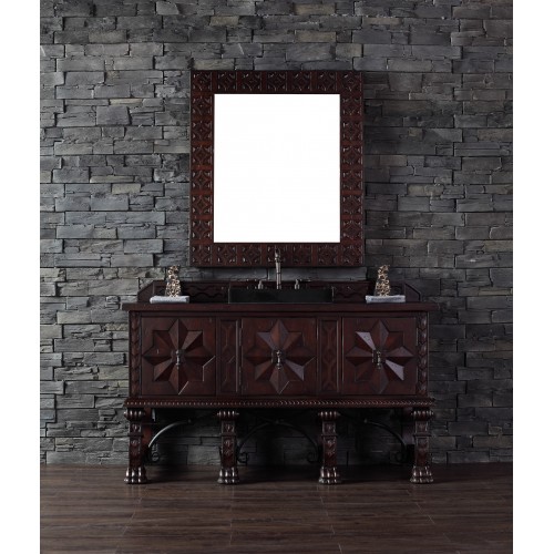 "Balmoral 60"" Antique Walnut Double Vanity with Wood Top"