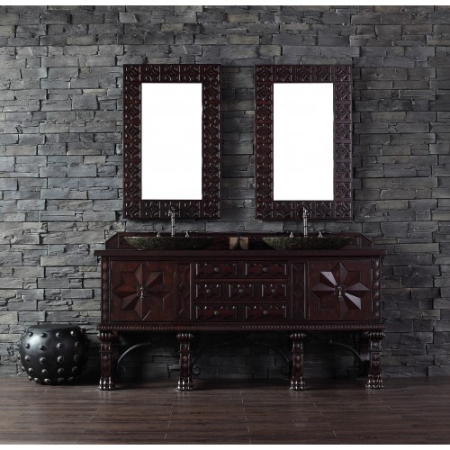 "Balmoral 72"" Antique Walnut Double Vanity with Wood Top"