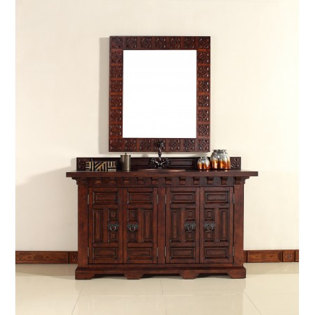 "Monterey 60"" Antique Brandy Double Vanity with Wood Top"