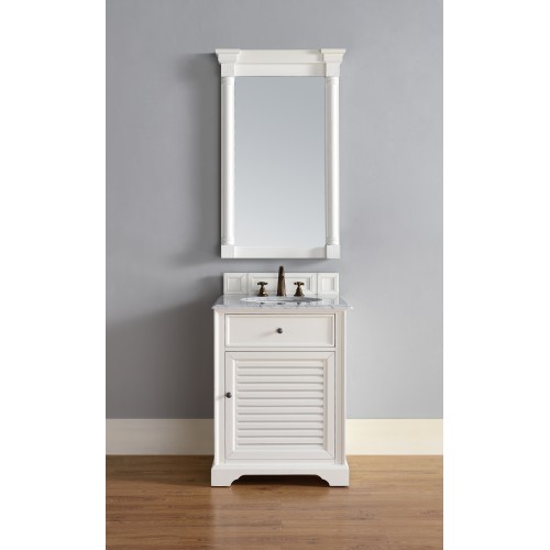 "Savannah 26"" Cottage White Single Vanity with Absolute Black Polished Stone Top"