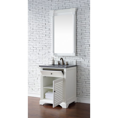 "Savannah 26"" Cottage White Single Vanity with Absolute Black Polished Stone Top"