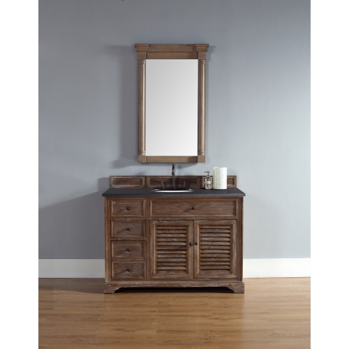 "Savannah 48"" Driftwood Single Vanity with Absolute Black Polished Stone Top"