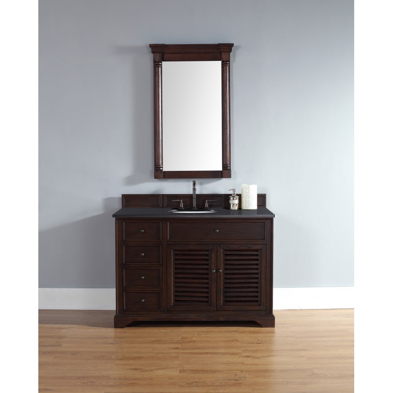 "Savannah 48"" Sable Single Vanity with Absolute Black Polished Stone Top"