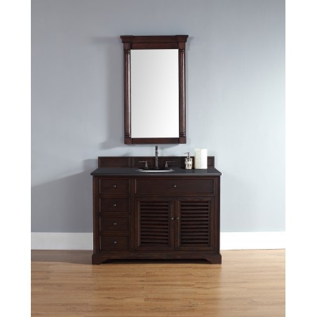 "Savannah 48"" Sable Single Vanity with Absolute Black Polished Stone Top"