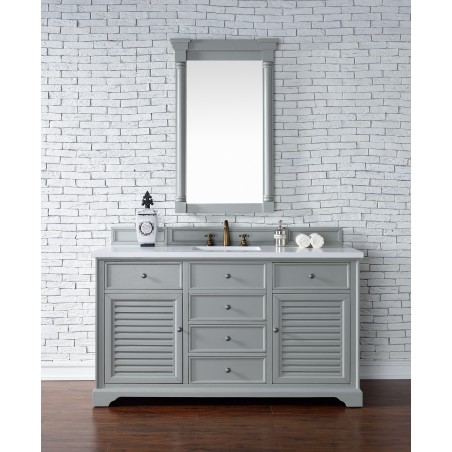 "Savannah 60"" Urban Gray Single Vanity with Snow White Quartz Top"