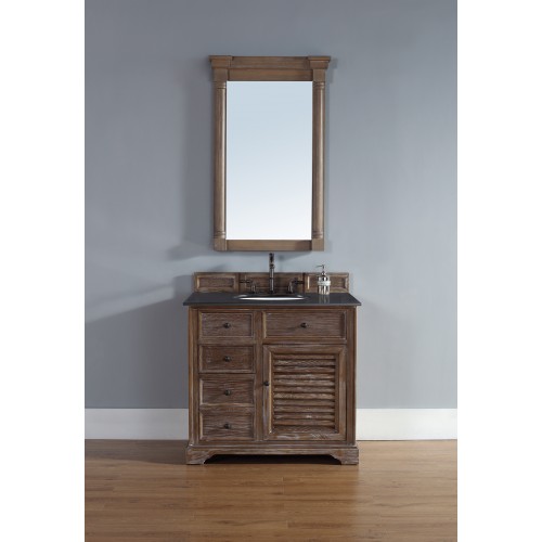 "Savannah 36"" Driftwood Single Vanity with Absolute Black Polished Stone Top"