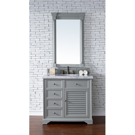 "Savannah 36"" Urban Gray Single Vanity with Absolute Black Rustic Stone Top"