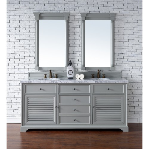 "Savannah 72"" Urban Gray Double Vanity with Absolute Black Polished Stone Top"