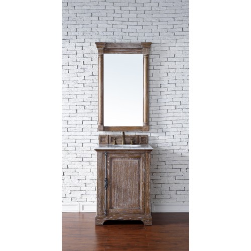 "Providence 26"" Driftwood Single Vanity with Absolute Black Polished Stone Top"