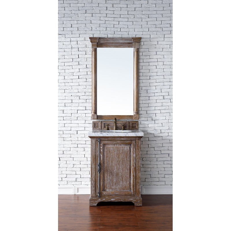 "Providence 26"" Driftwood Single Vanity with Absolute Black Rustic Stone Top"