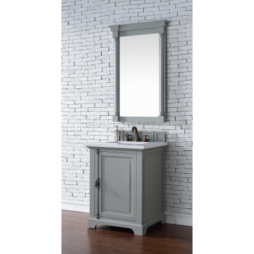 "Providence 26"" Urban Gray Single Vanity with Absolute Black Rustic Stone Top"