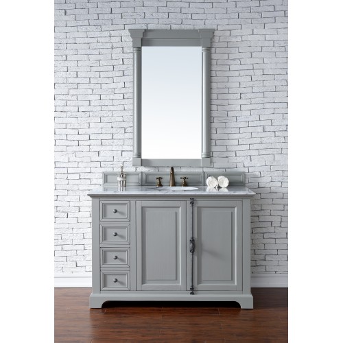 "Providence 48"" Urban Gray Single Vanity with Absolute Black Polished Stone Top"